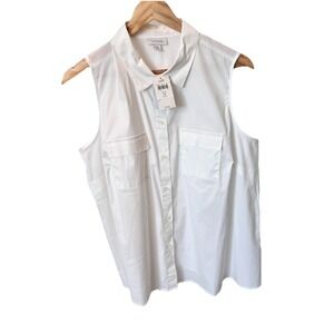 NWT J Jill White Shirt Collection Plus SIZE 1X Button Up Collared Top Shirt